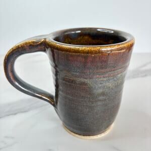 Dean Ramsay 2004 Studio Art Pottery Mug Signed Earthy Brown Gray Stoneware